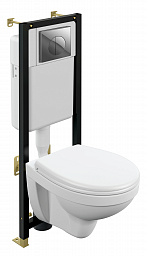 Сантехника  Комплект DELFI TPL инсталляция BLACK кнопка LEON пластик хром глянцевый