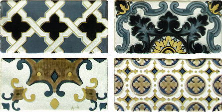 Latina Arezzo Oro Conjunto Комплект декоров из 4 плиток 75х150 мм/75х600 мм Arezzo-Toscana