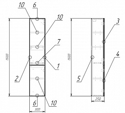Сантехника  Пенал подвесной LARA 30 универсальный белый