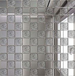 Мозаика зеркальная Серебро + Хрусталь С50Х50 25 х 25/300 x 300 мм (10шт) - 0,9