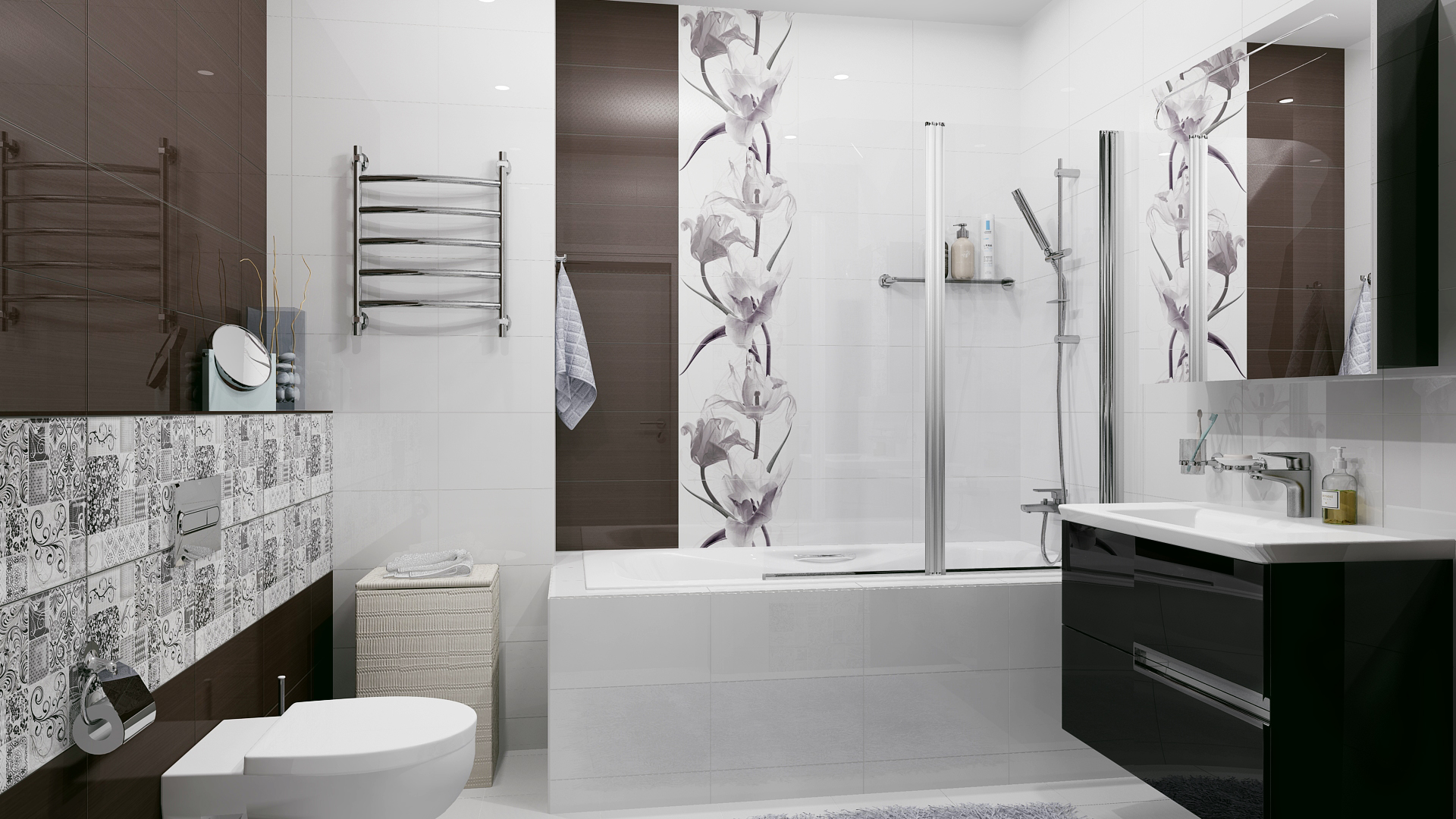 Дизайн ванной комнаты плитка фото готовых работ